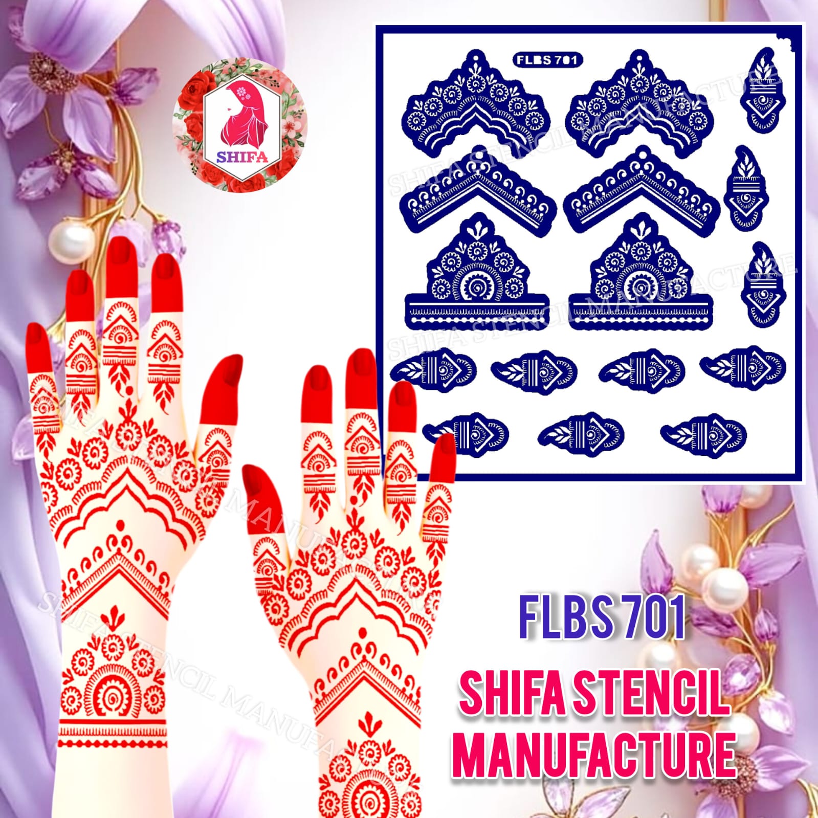 FLBS 701 – Floral Arch Elegance Sticker Overview Henna Stencil - Shifa Stencil